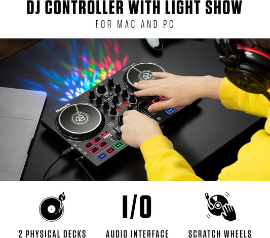 Numark Party Mix DJ Controller with Lights 2 Decks Mixer