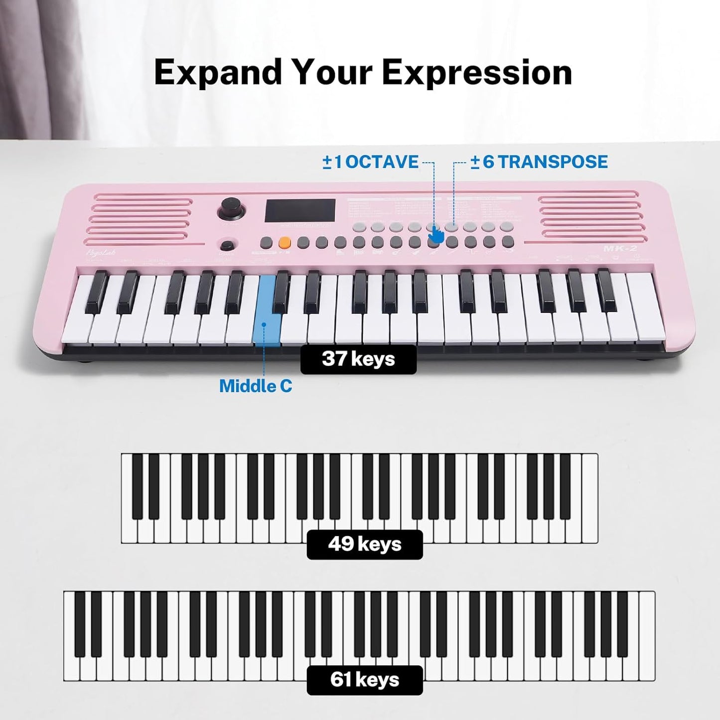 MK-2 37 Keys Kids Keyboard Piano, Portable Small Keyboard