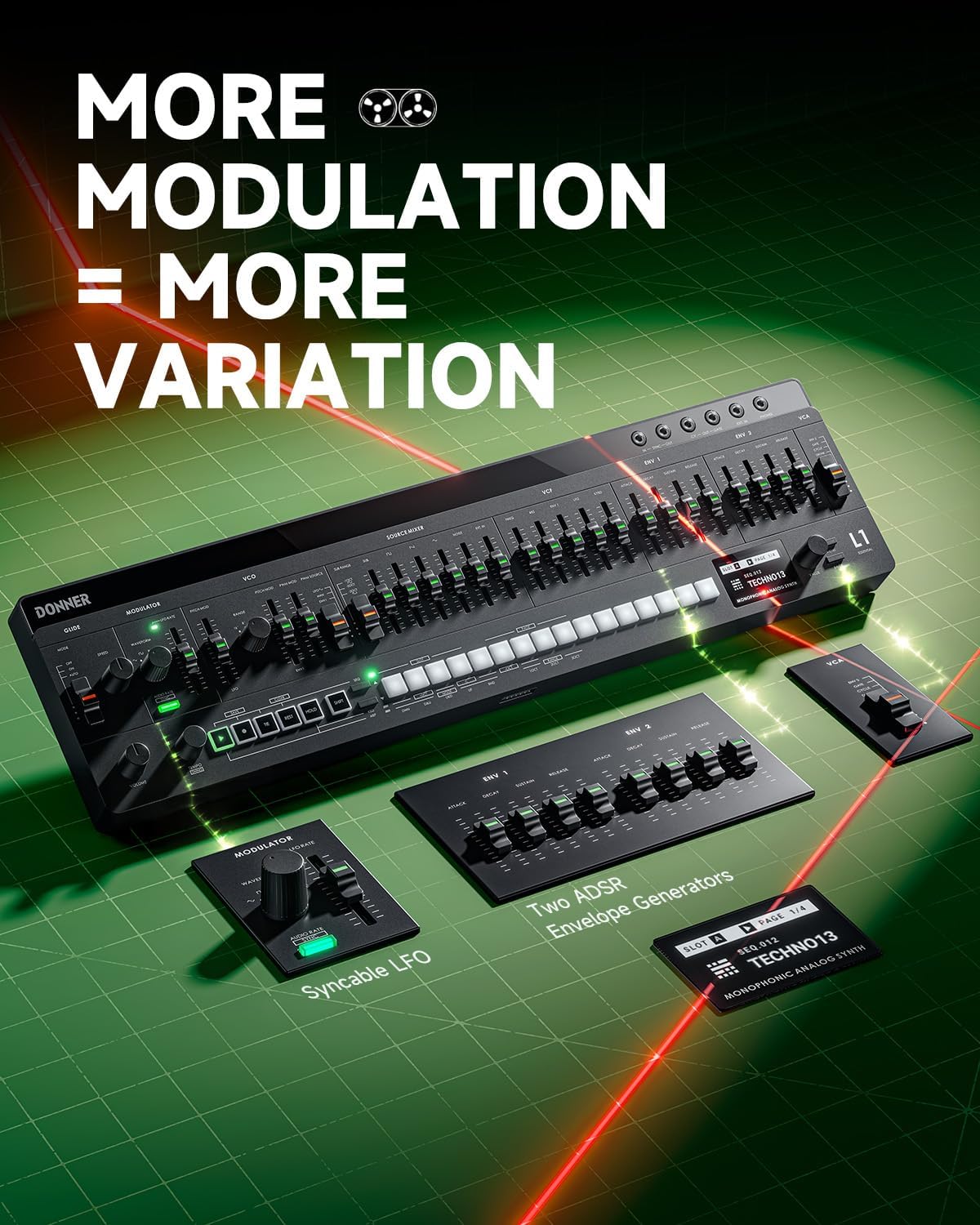 Donner ESSENTIAL L1 Synthesizer with 64-Step Sequencer