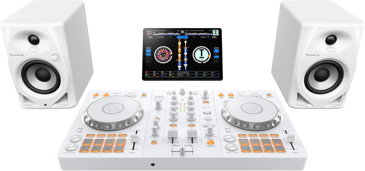 Pioneer DJ DDJ-FLX4 2-deck rekordbox and Serato DJ Controller - White, Limited Edition