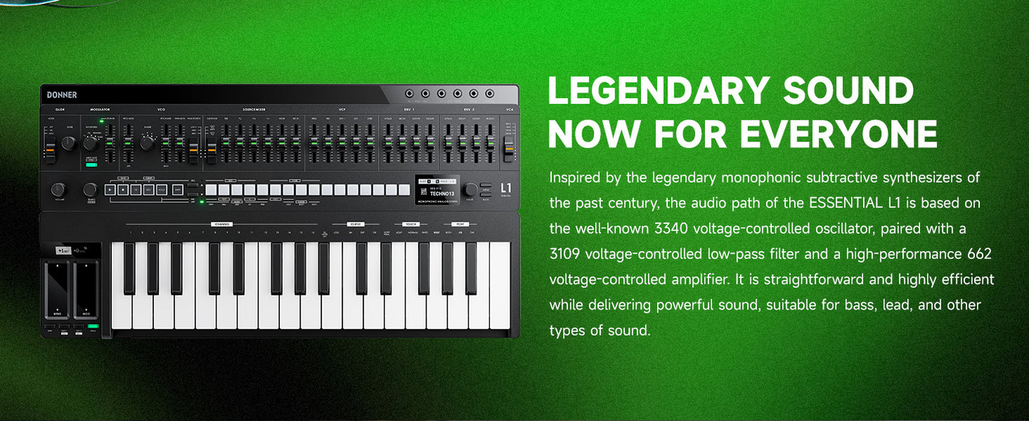 Donner ESSENTIAL L1 Synthesizer with 64-Step Sequencer