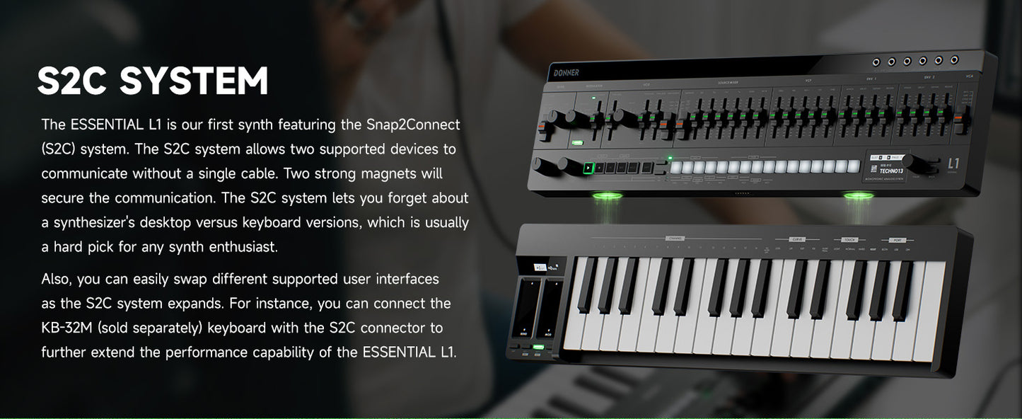 Donner ESSENTIAL L1 Synthesizer with 64-Step Sequencer