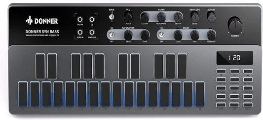 Donner Analog Bass Synthesizer and Sequencer, Donner Essential B1 with Intuitive User Interface.