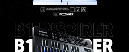 Donner Analog Bass Synthesizer and Sequencer, Donner Essential B1 with Intuitive User Interface.